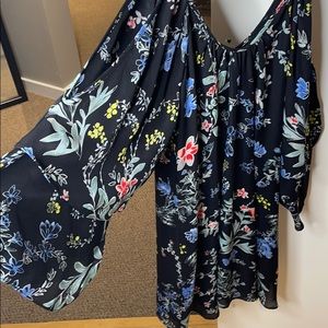 Parker floral dress with cold shoulder detail